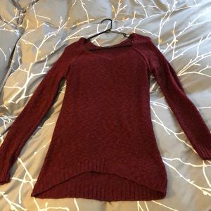 Long burgundy sweater